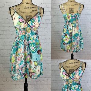 She’s Cool Paisley Posey Print Cami Poofy Hem Dress